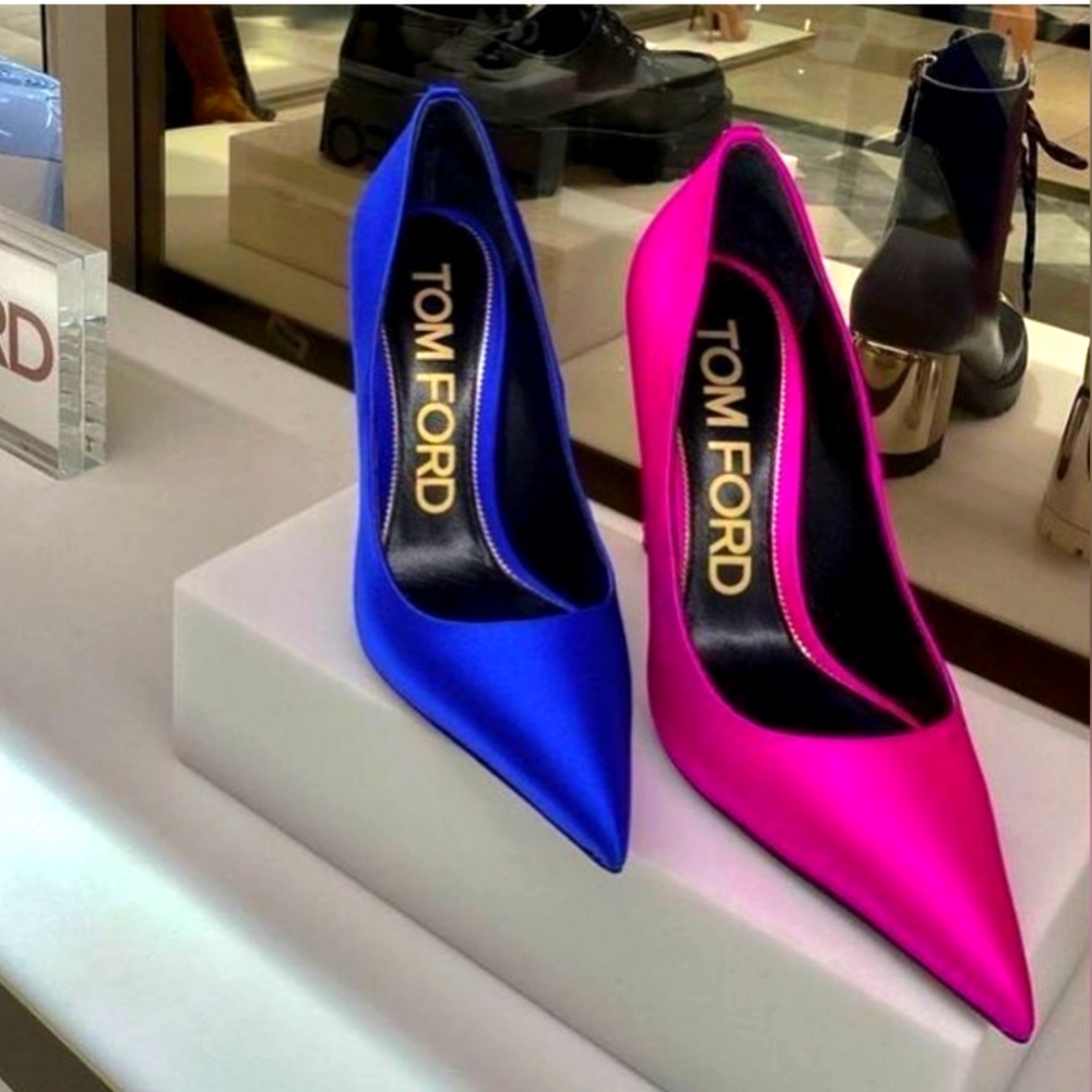 Satin hot pink heels